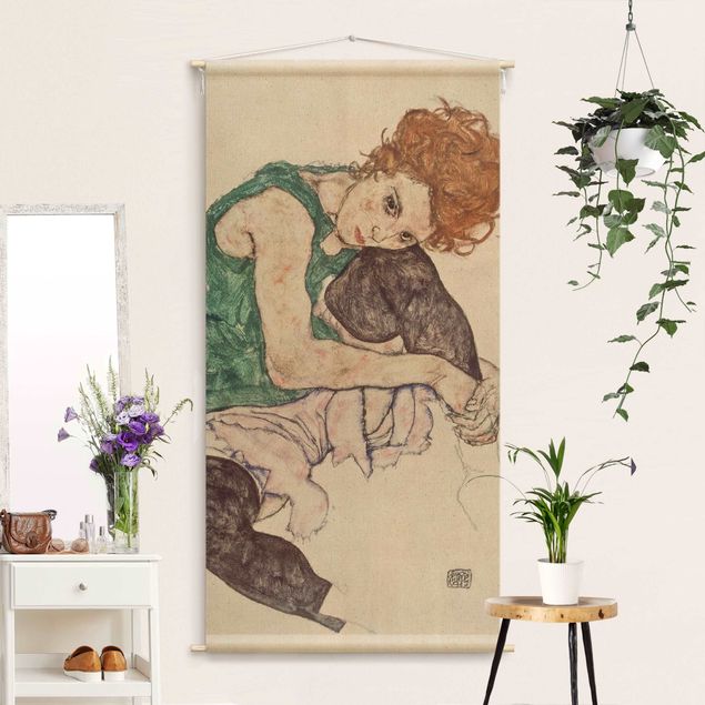 Wanddeko Schlafzimmer Egon Schiele - Sitzende Frau mit hochgezogenem Knie