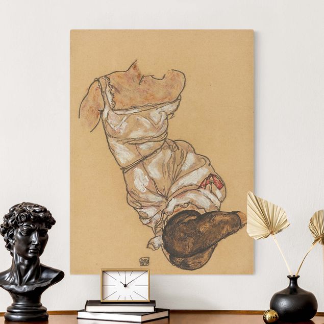 expressionistische Kunstdrucke Egon Schiele - Weiblicher Torso in Unterwäsche