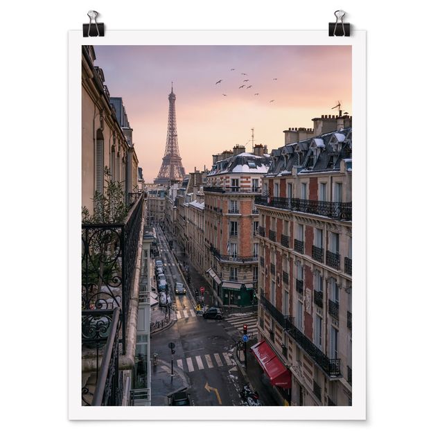 Wanddeko Flur Eiffelturm bei Sonnenuntergang