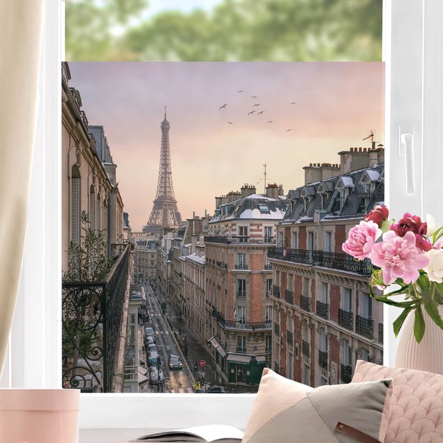 Wanddeko bunt Eiffelturm bei Sonnenuntergang