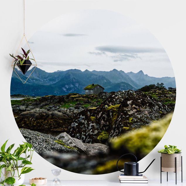 Wanddeko Wohnzimmer Einsame Hütte in Norwegen