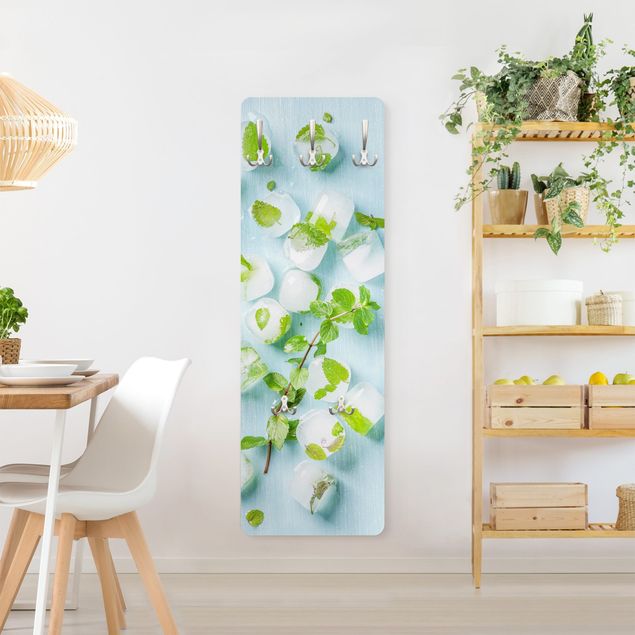 Wanddeko Esszimmer Eiswürfel mit Minzblättern