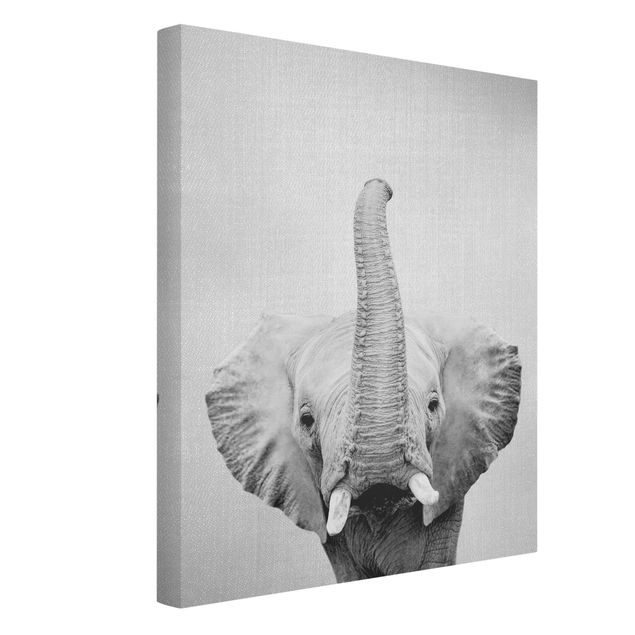 Wanddeko Wohnzimmer Elefant Ewald Schwarz Weiß
