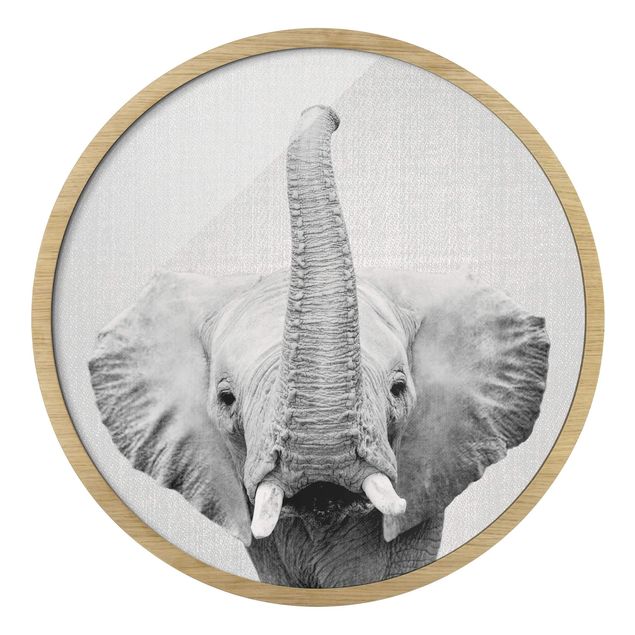 Wanddeko Büro Elefant Ewald Schwarz Weiß