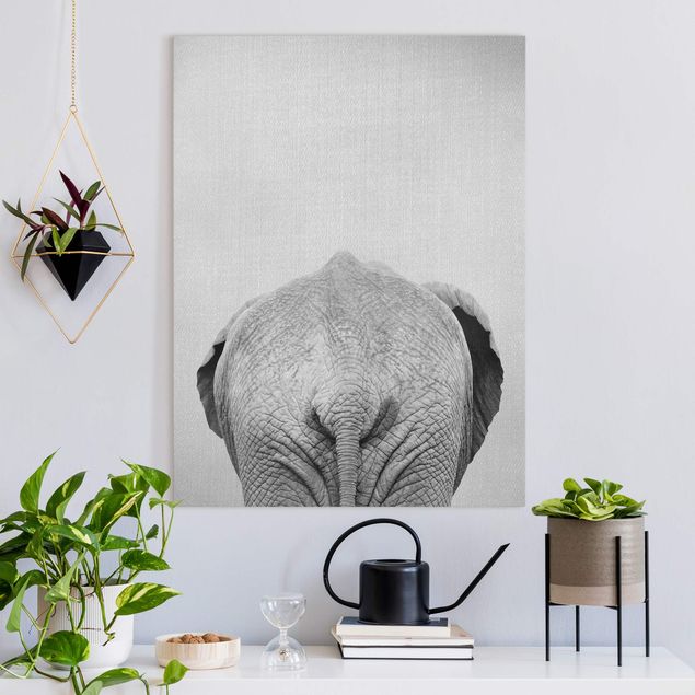 Babyzimmer Deko Elefant von hinten Schwarz Weiß