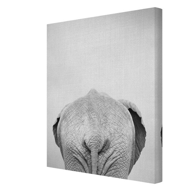 Wanddeko Büro Elefant von hinten Schwarz Weiß