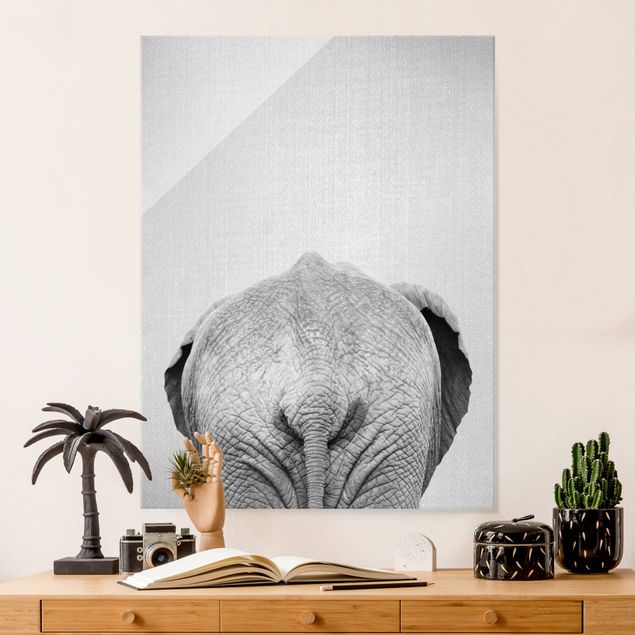 Deko Kinderzimmer Elefant von hinten Schwarz Weiß