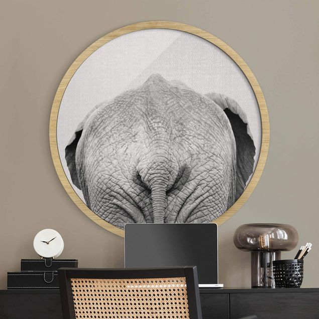 Wandbilder Elefanten Elefant von hinten Schwarz Weiß