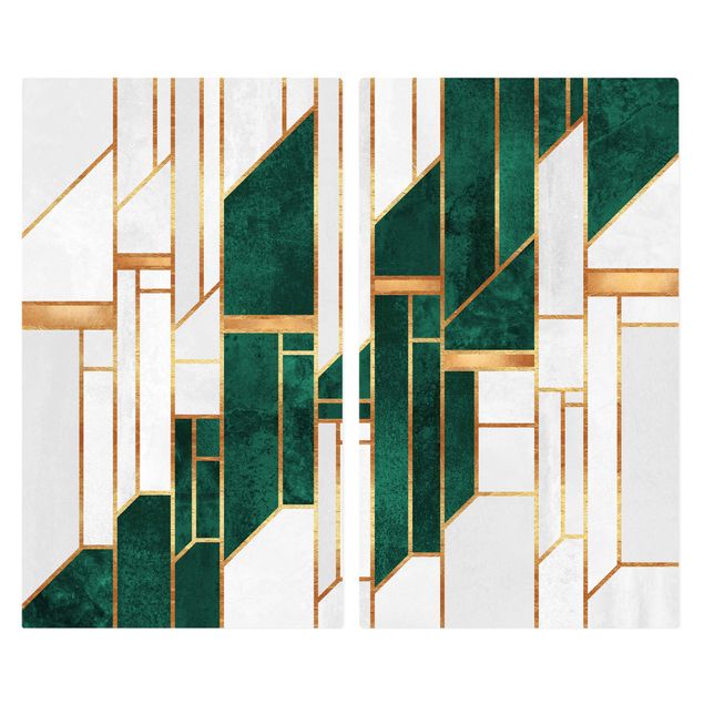 Wohndeko Muster Emerald und Gold Geometrie