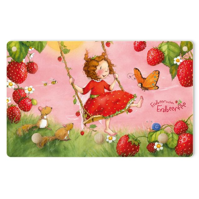 Wanddeko rosa Erdbeerinchen Erdbeerfee - Baumschaukel