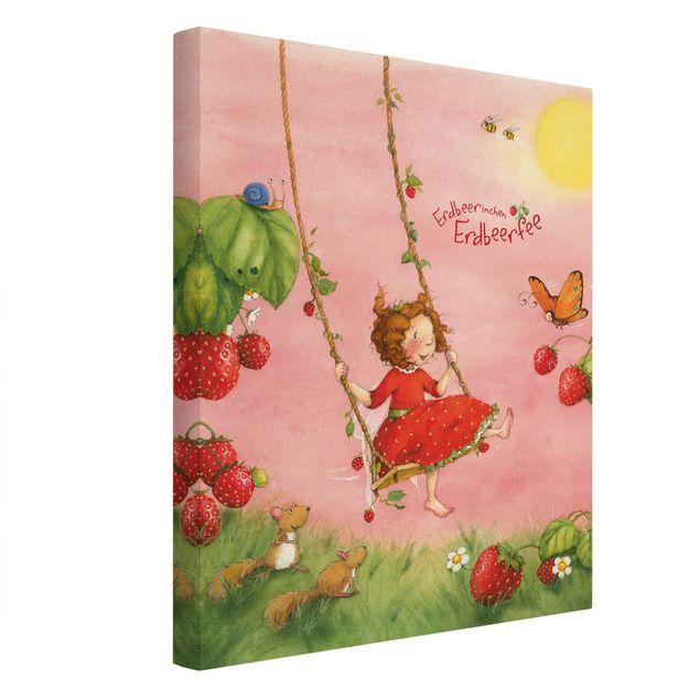 Wanddeko rosa Erdbeerinchen Erdbeerfee - Baumschaukel