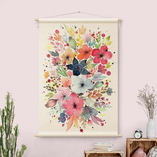 Wanddeko Büro Esther Meinl - Farbenfrohe Aquarell Blumen