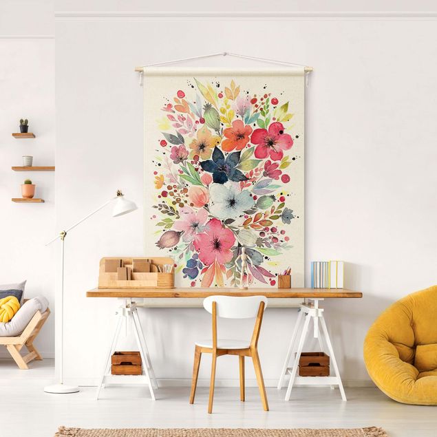 Wanddeko bunt Esther Meinl - Farbenfrohe Aquarell Blumen