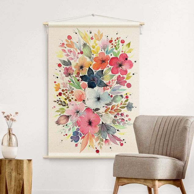 Wanddeko Babyzimmer Esther Meinl - Farbenfrohe Aquarell Blumen