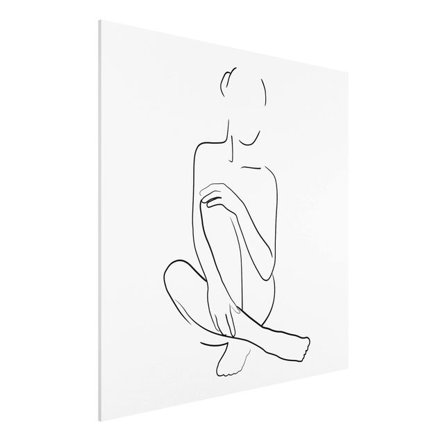 Wanddeko Flur Line Art Frau sitzt Schwarz Weiß