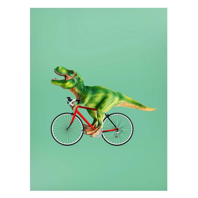 Wanddeko Flur Dinosaurier mit Fahrrad
