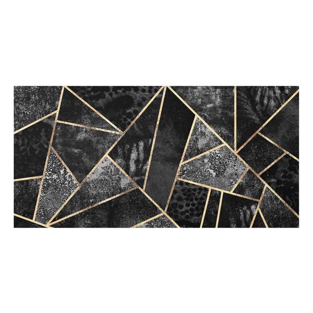 Wohndeko Abstrakt Graue Dreiecke Gold