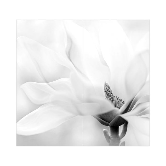 Deko Landhaus Zarte Magnolienblüte Schwarz-Weiß