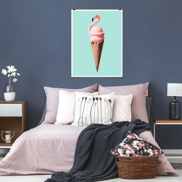 Wanddeko Esszimmer Eis mit Flamingo