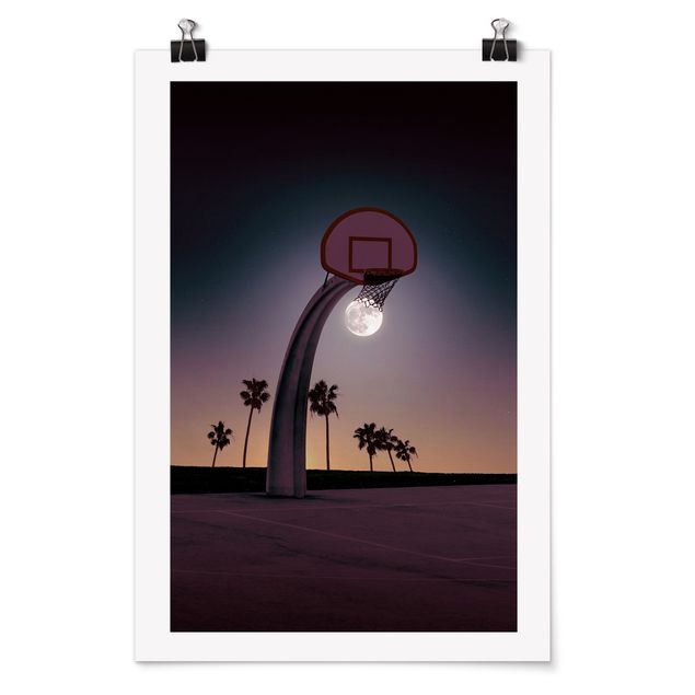 Wanddeko Büro Basketball mit Mond