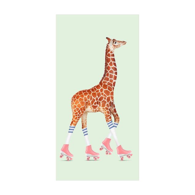 Wanddeko Büro Giraffe mit Rollschuhen