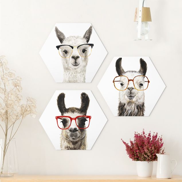 Deko Kinderzimmer Hippe Lamas mit Brille Set I