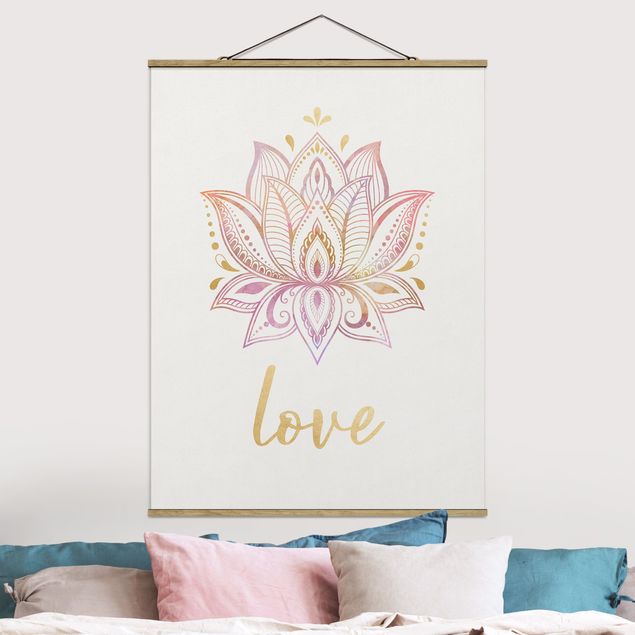 Wanddeko Wohnzimmer Mandala Namaste Lotus Set gold rosa