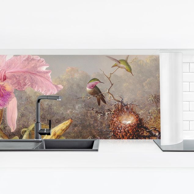Wanddeko rosa Martin Johnson Heade - Orchidee und drei Kolibris