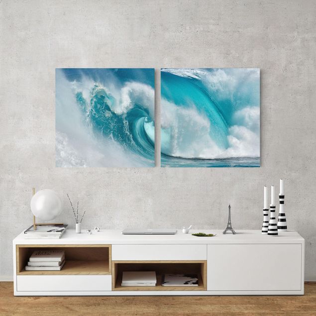 Wanddeko Wohnzimmer Tosende Wellen