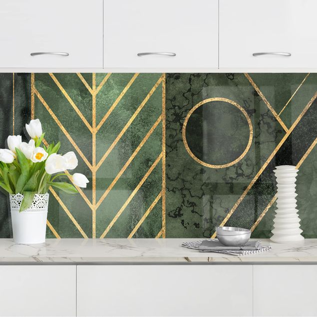 Küche Dekoration Geometrische Formen Smaragd Gold