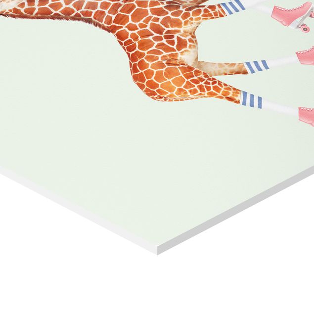 Wanddeko Jugendzimmer Giraffe mit Rollschuhen