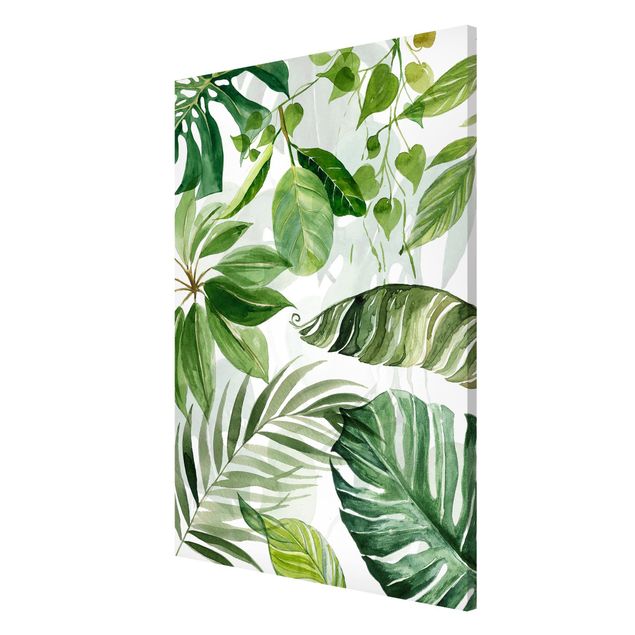 Wanddeko grün Aquarell Tropische Blätter und Ranken