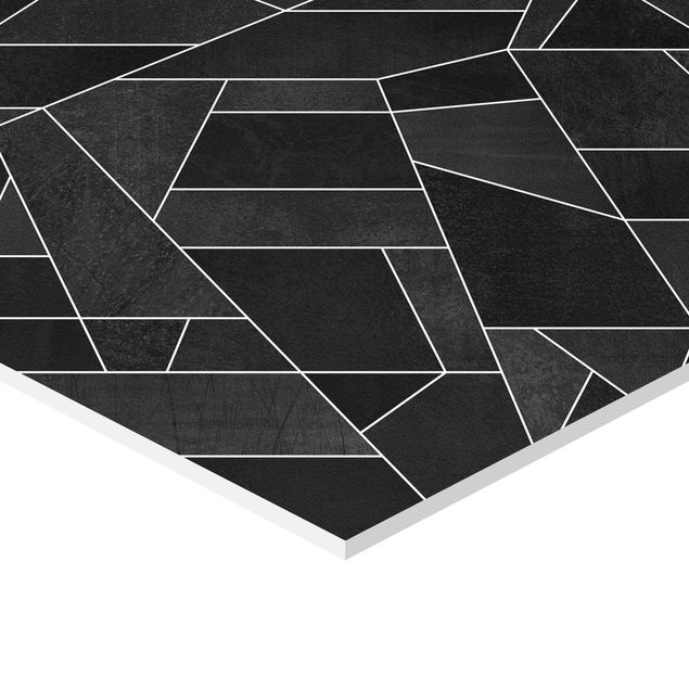 Wanddeko über Bett Schwarz Weiß Geometrie Aquarell