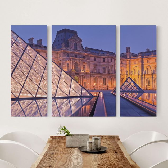 Wanddeko Wohnzimmer Louvre Paris bei Nacht