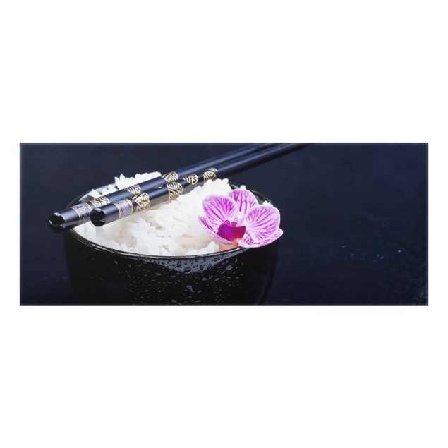 Wanddeko Kulinarisch Reisschale mit Orchidee