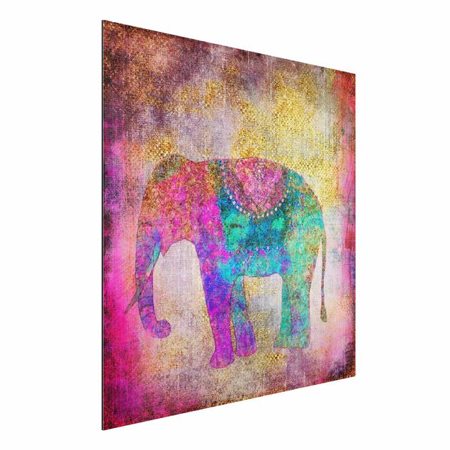 Wanddeko bunt Bunte Collage - Indischer Elefant