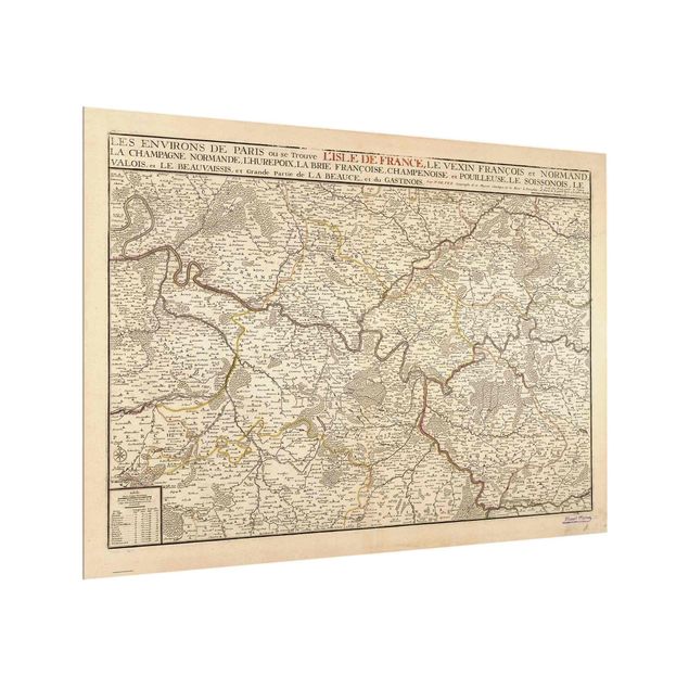 Wanddeko Karten Vintage Karte Frankreich