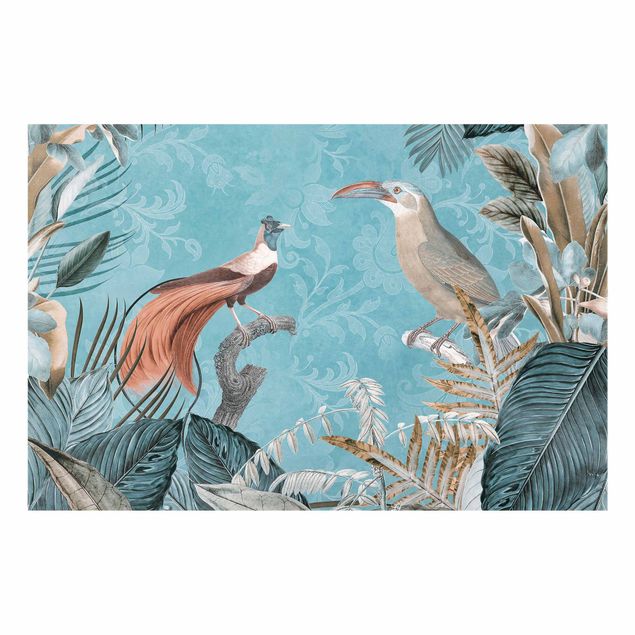 Wohndeko Tropisch Vintage Collage - Paradiesvögel