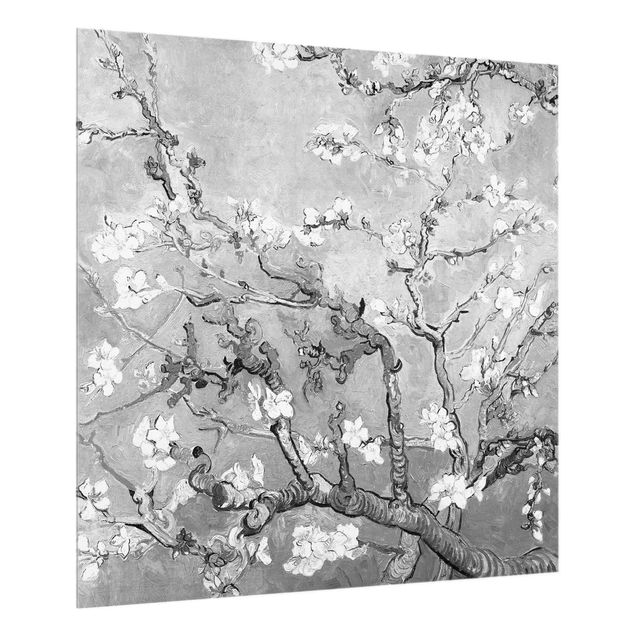 Pointillismus Bilder Vincent van Gogh - Mandelblüte Schwarz-Weiß