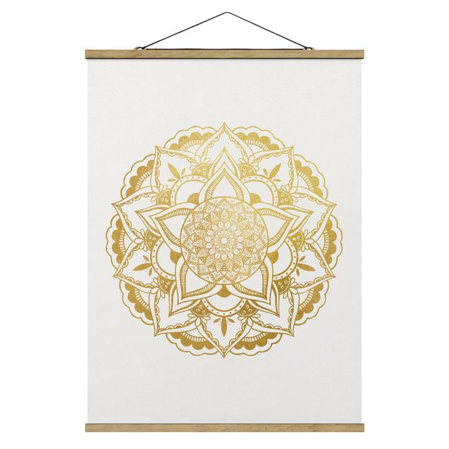 Wanddeko Flur Mandala Illustration Ornament weiß gold