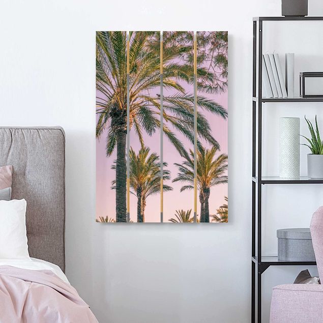 Wanddeko Schlafzimmer Palmen im Sonnenuntergang