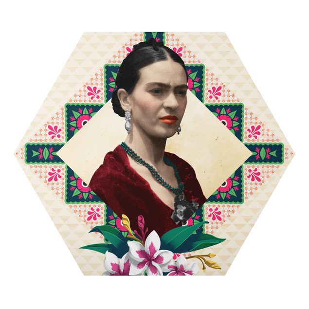 Wanddeko Büro Frida Kahlo - Blumen und Geometrie