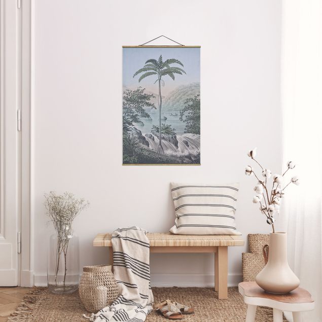 Wanddeko Wohnzimmer Vintage Illustration - Landschaft mit Palme