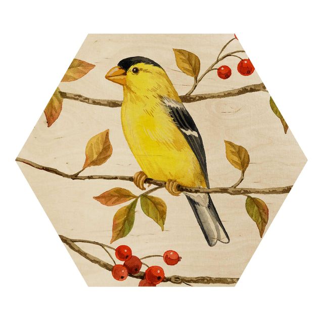 Wanddeko Praxis Vögel und Beeren - Goldzeisig