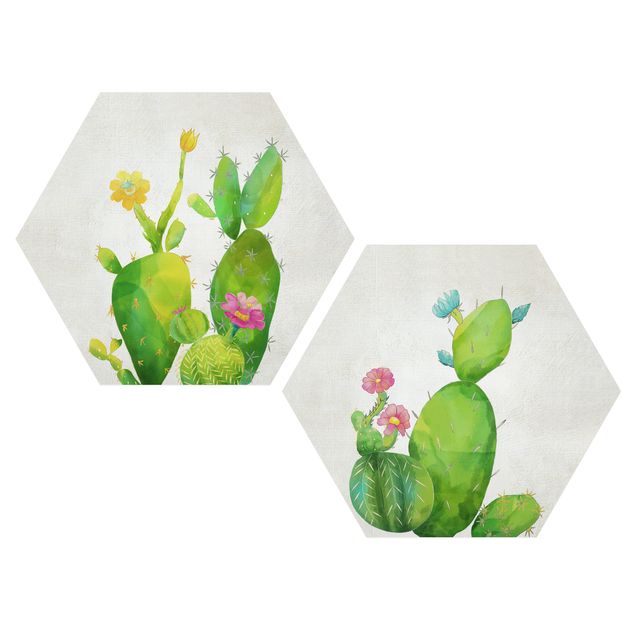 Wanddeko Esszimmer Kaktusfamilie Set I
