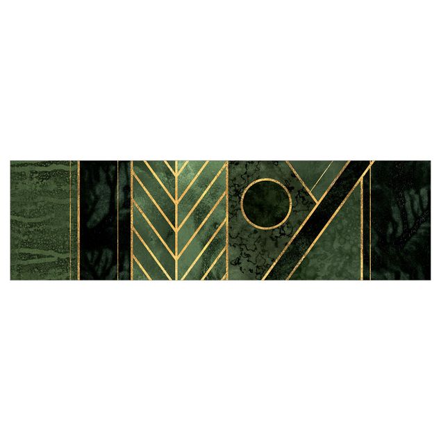 Wanddeko Malerei Geometrische Formen Smaragd Gold