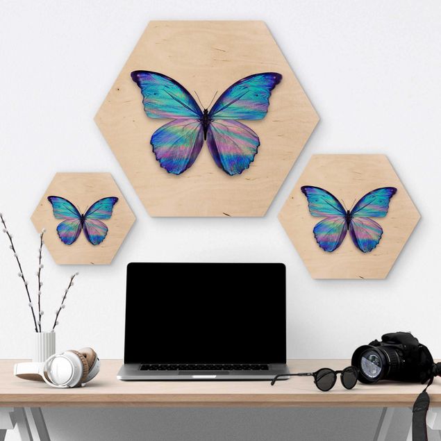 Wanddeko weiß Holografischer Schmetterling