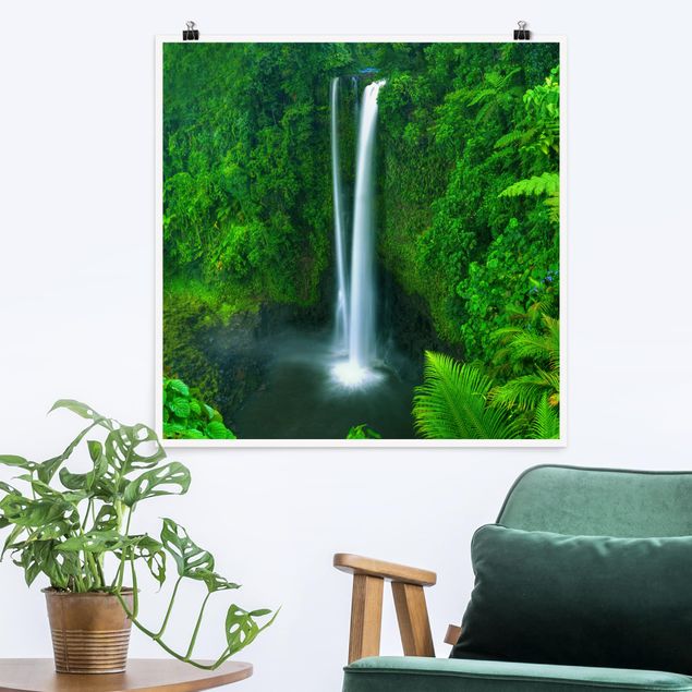 Wanddeko Wohnzimmer Paradiesischer Wasserfall