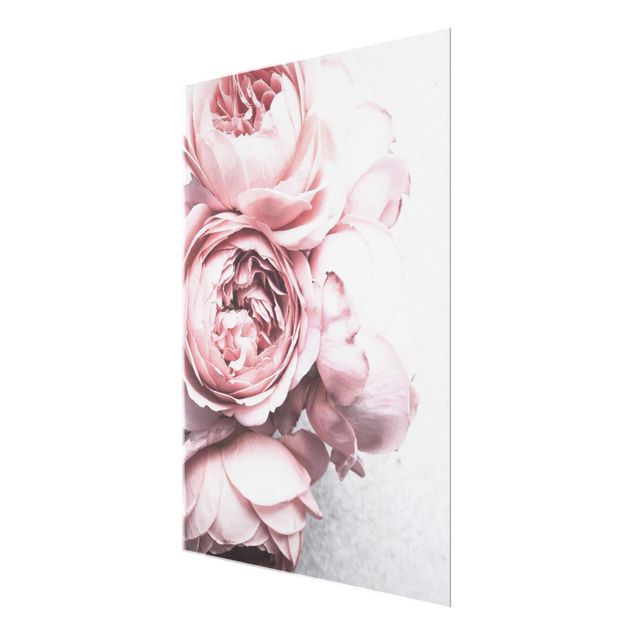 Wanddeko Büro Rosa Pfingstrosenblüten Shabby Pastell
