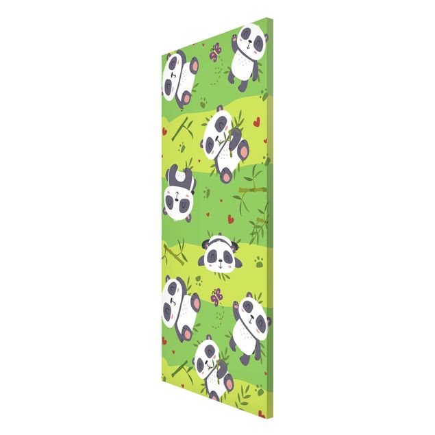 Wanddeko grün Süße Pandabären auf Grüner Wiese